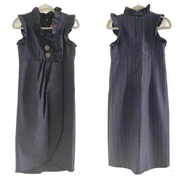 Voom by Joy Han Gray Pinstripe Midi Dress Size M - Picture 2 of 12